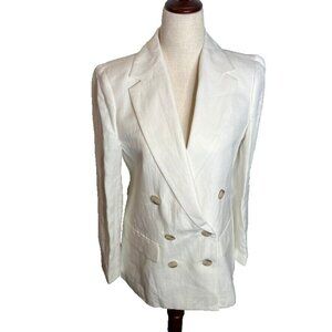J.Crew $268 Double-Breasted Blazer Jacket Chelsea Linen-Cupro Sz 12 BQ254 White